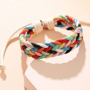 Rainbow Braided Adjustable Bracelet (Multicolor LGBTQ Gay Pride) NEW